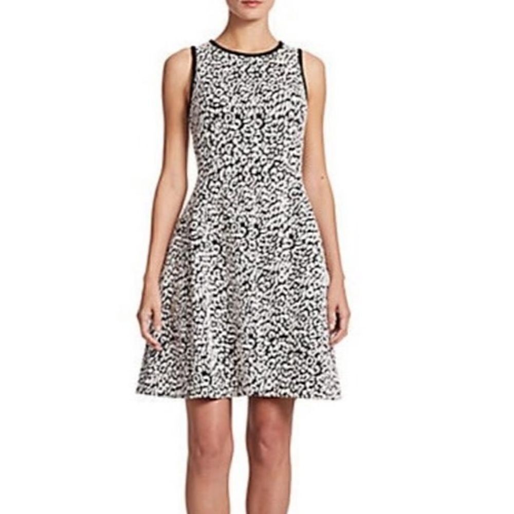 KATE SPADE BLACK & WHITE LEOPARD JACQUARD DRESS